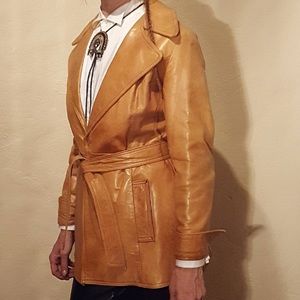 Vintage Woodstock Fine Leather Wrap Jacket with Belt Size 14